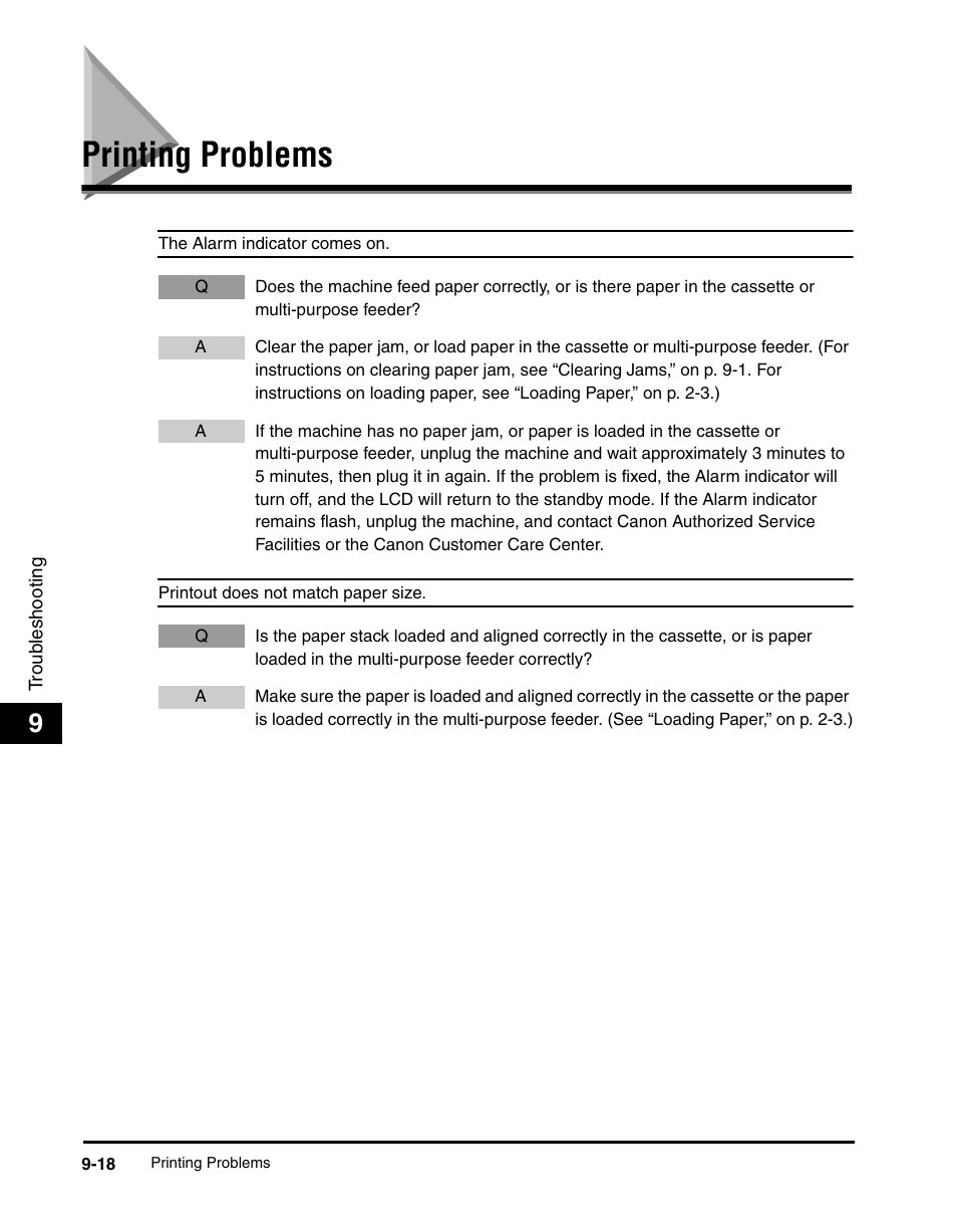 Printing problems, Printing problems -18 | Canon IMAGECLASS MF5700 User Manual | Page 119 / 139