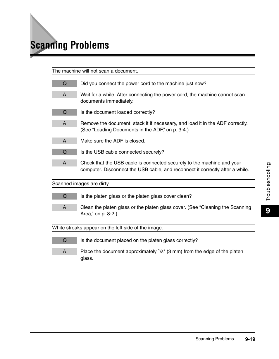 Scanning problems, Scanning problems -19 | Canon IMAGECLASS MF5700 User Manual | Page 120 / 139