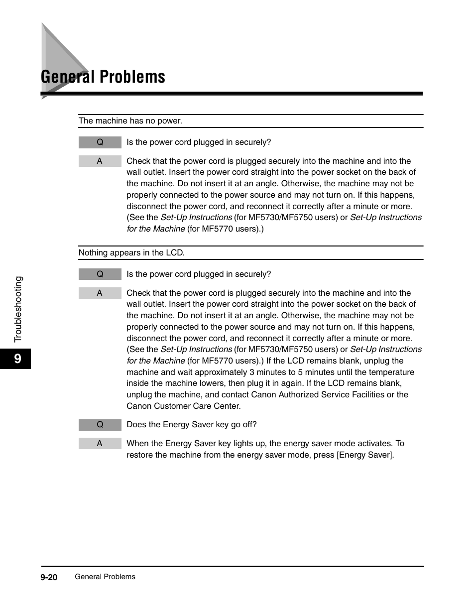 General problems, General problems -20 | Canon IMAGECLASS MF5700 User Manual | Page 121 / 139