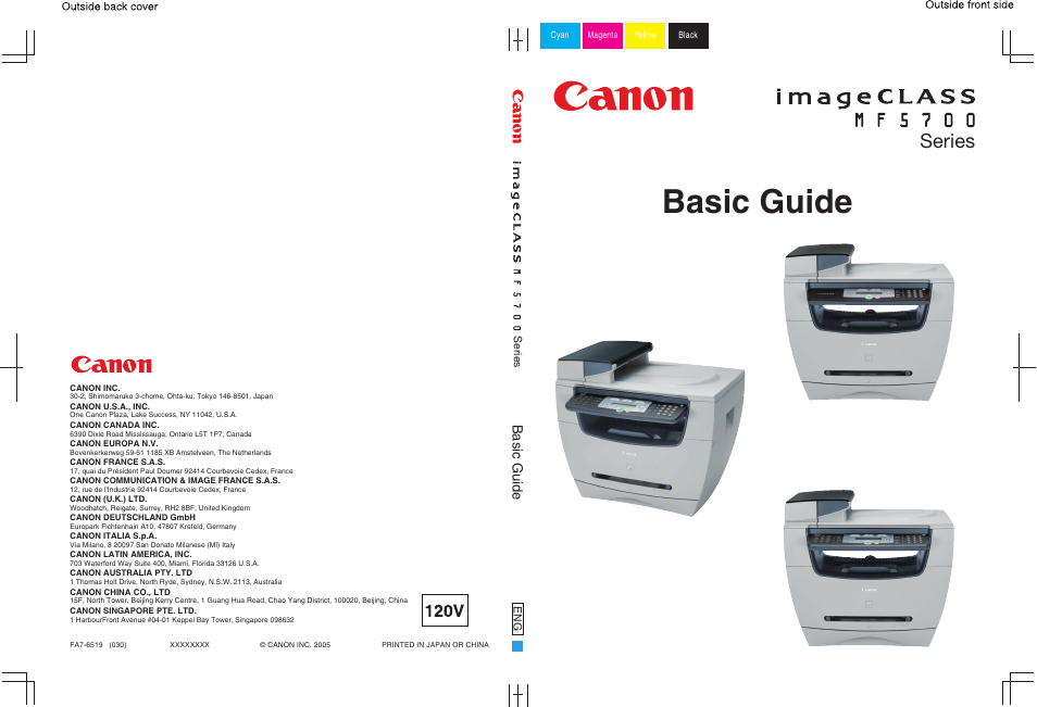 Series, Basic guide, Ser ies | Canon IMAGECLASS MF5700 User Manual | Page 139 / 139
