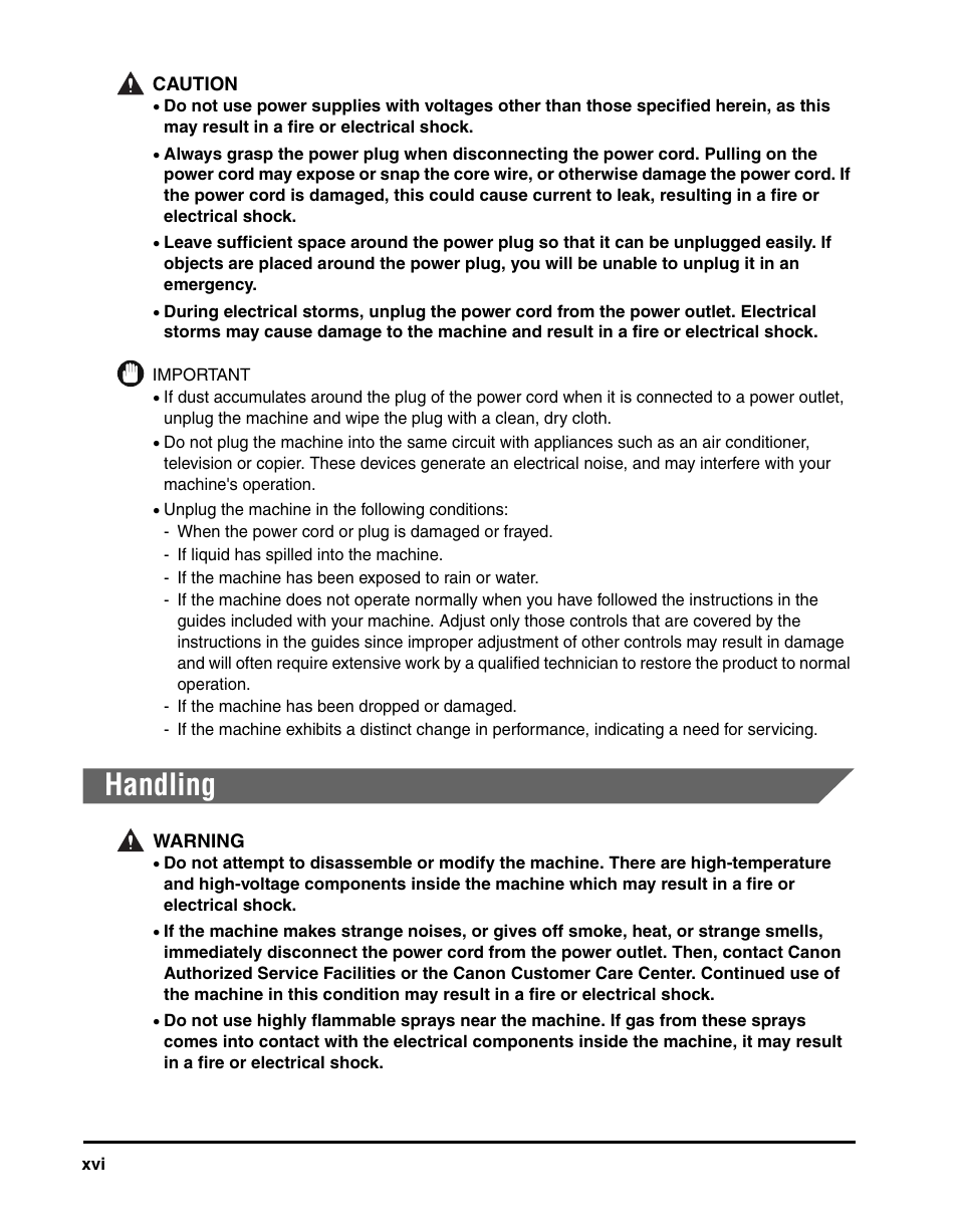 Handling | Canon IMAGECLASS MF5700 User Manual | Page 17 / 139