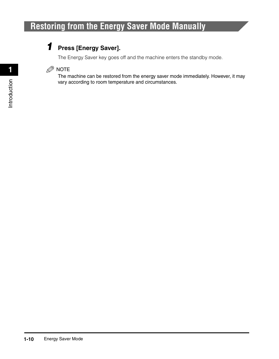 Restoring from the energy saver mode manually, Restoring from the energy saver mode manually -10 | Canon IMAGECLASS MF5700 User Manual | Page 31 / 139
