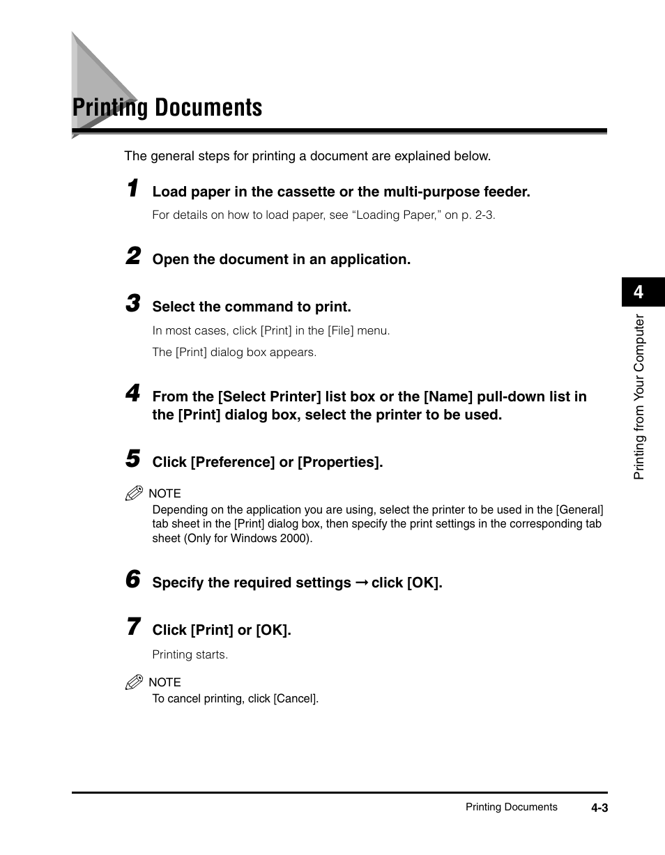 Printing documents, Printing documents -3 | Canon IMAGECLASS MF5700 User Manual | Page 56 / 139