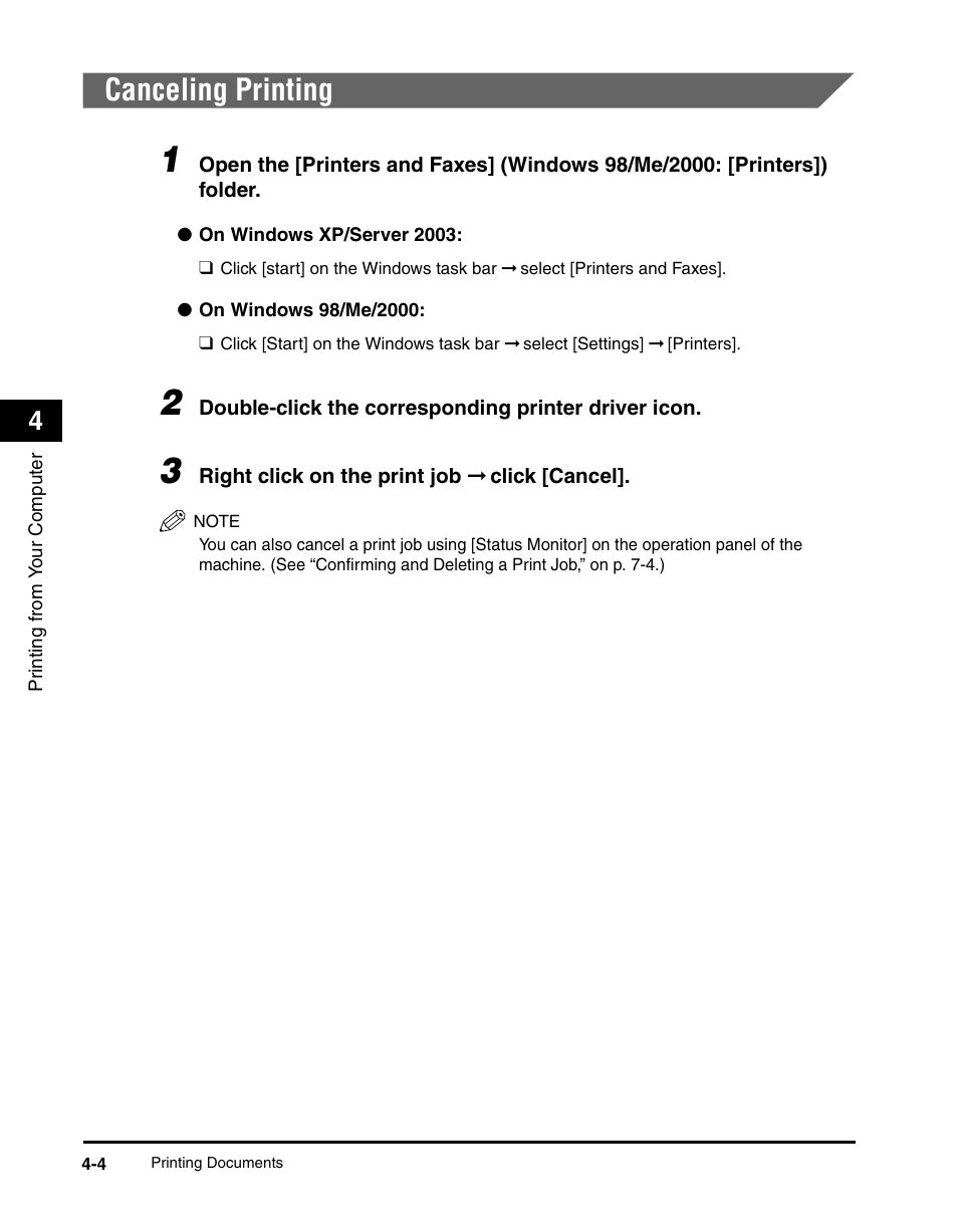 Canceling printing, Canceling printing -4 | Canon IMAGECLASS MF5700 User Manual | Page 57 / 139