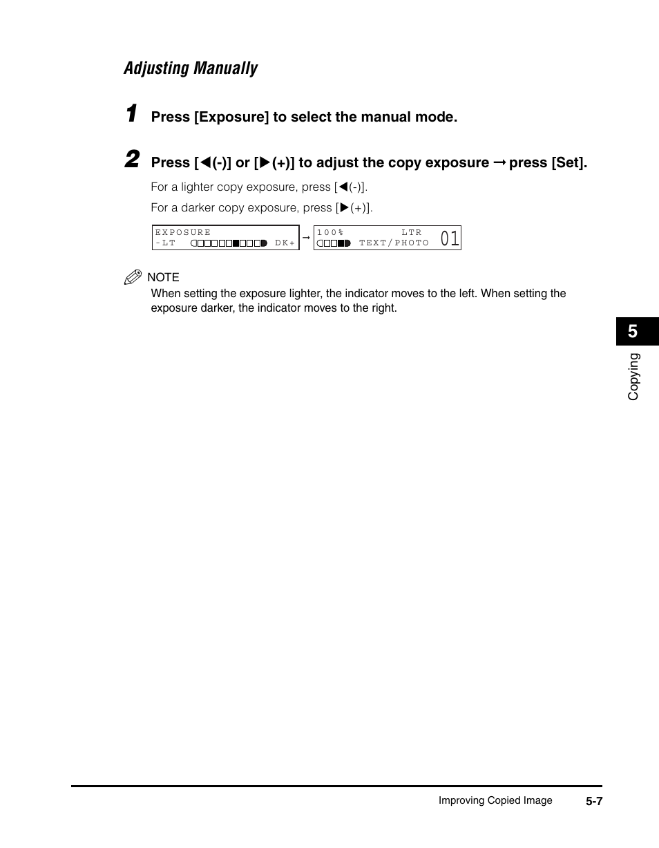 Adjusting manually -7, Adjusting manually | Canon IMAGECLASS MF5700 User Manual | Page 66 / 139