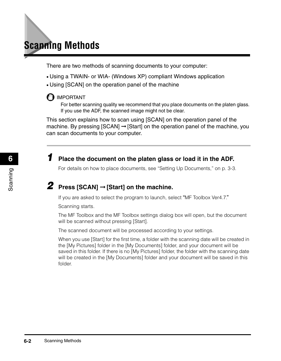 Scanning methods, Scanning methods -2 | Canon IMAGECLASS MF5700 User Manual | Page 75 / 139
