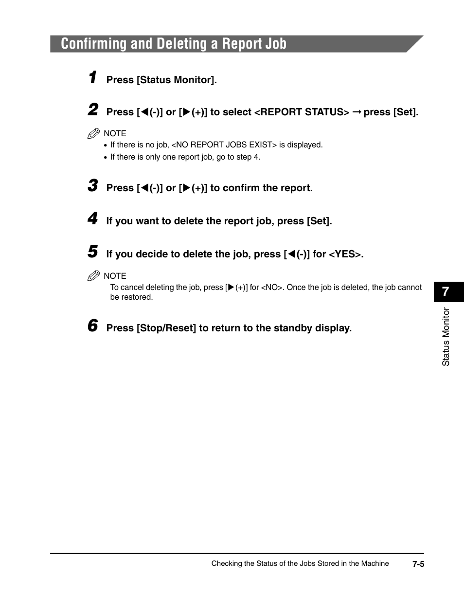 Confirming and deleting a report job, Confirming and deleting a report job -5 | Canon IMAGECLASS MF5700 User Manual | Page 82 / 139