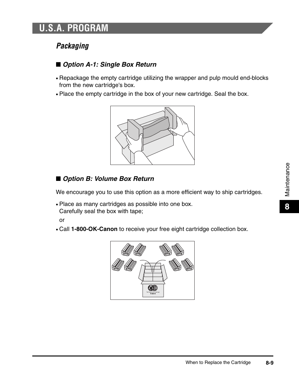 U.s.a. program, U.s.a. program -9, Packaging -9 | Packaging | Canon IMAGECLASS MF5700 User Manual | Page 92 / 139