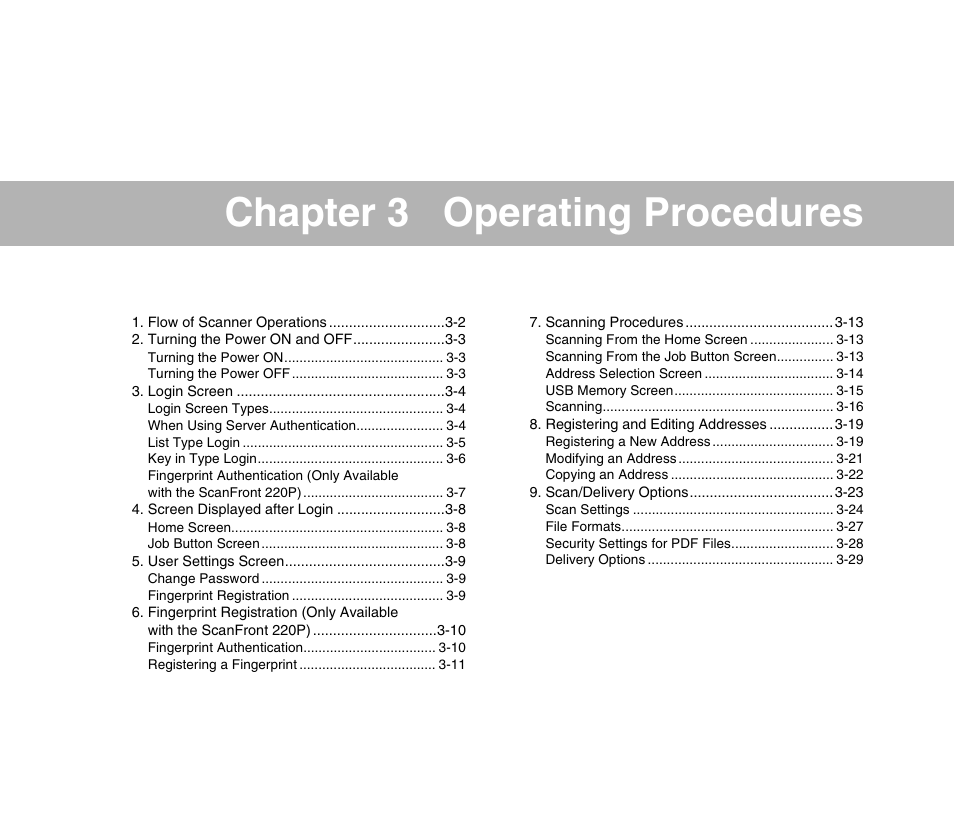 Chapter 3 operating procedures | Canon SCANFRONT M11058 User Manual | Page 31 / 88