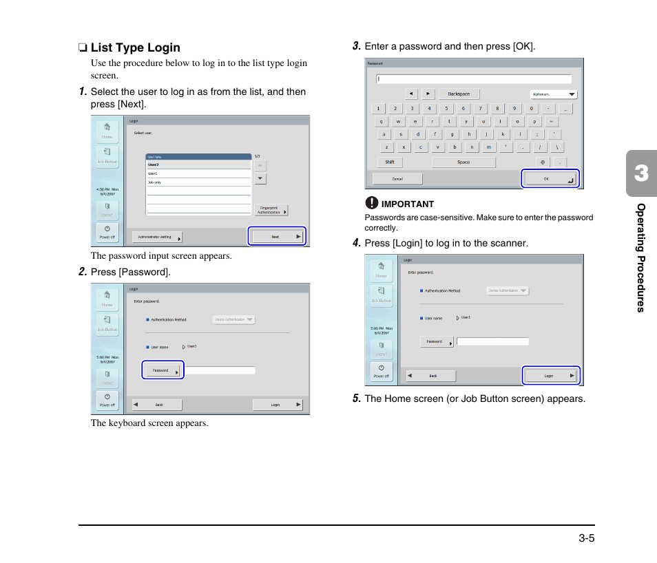 List type login, List type login -5 | Canon SCANFRONT M11058 User Manual | Page 35 / 88