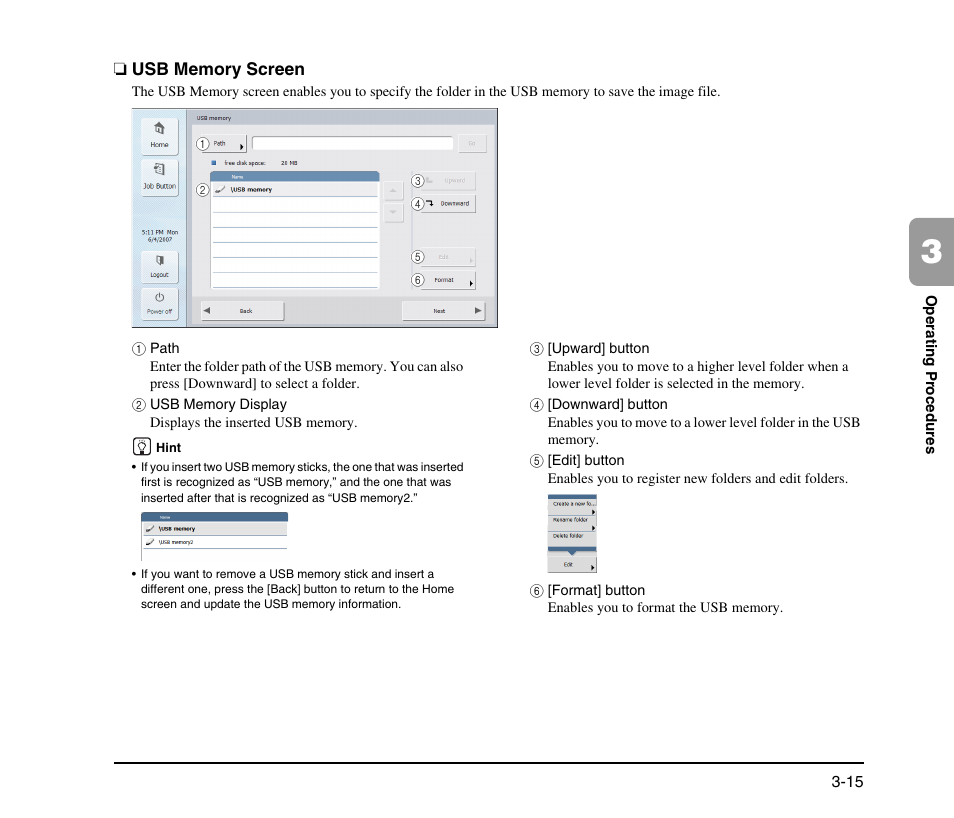 Usb memory screen, Usb memory screen -15 | Canon SCANFRONT M11058 User Manual | Page 45 / 88