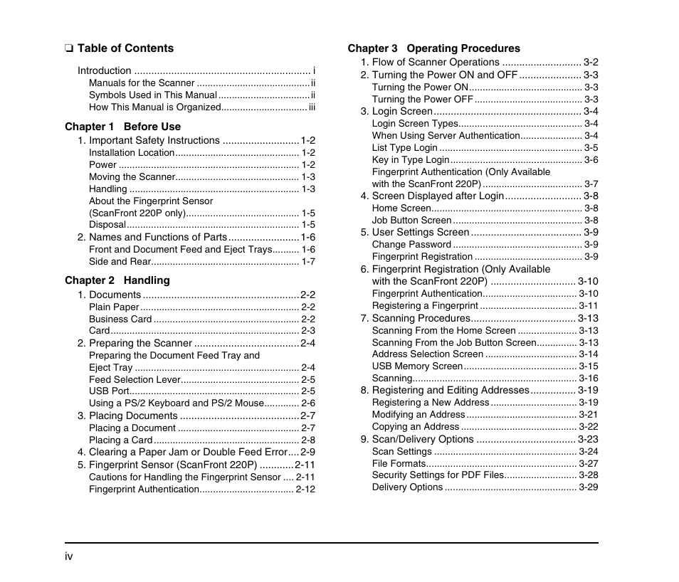 Canon SCANFRONT M11058 User Manual | Page 8 / 88