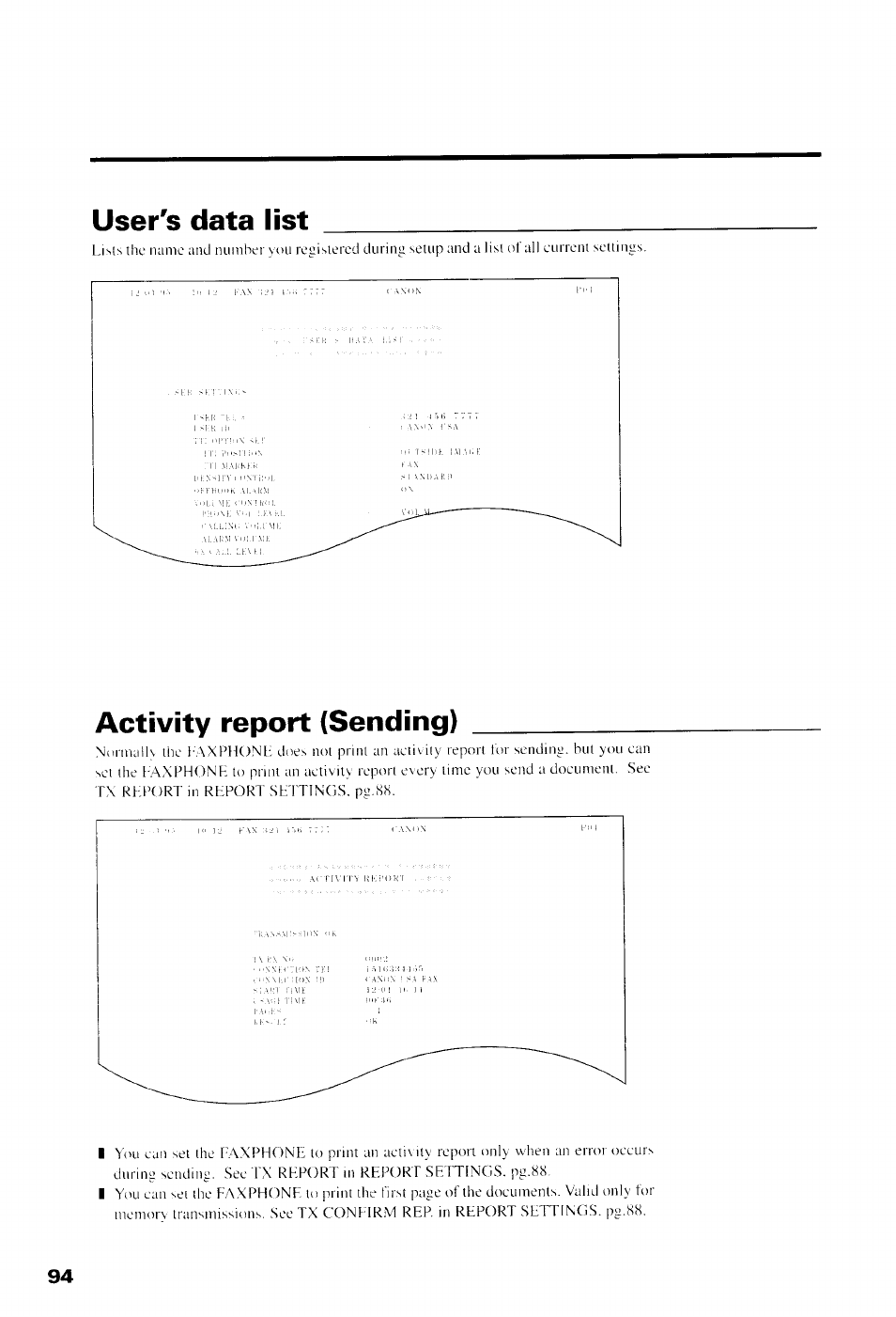 Activity report (sending) | Canon B550 User Manual | Page 106 / 136