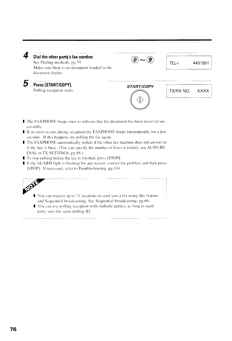 Dial the other party's fax numher, Press [start/copy, J~c9i | Canon B550 User Manual | Page 88 / 136