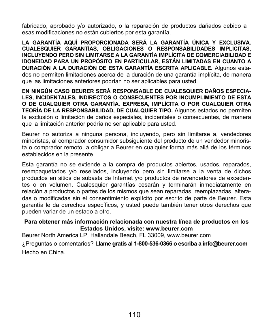 Hecho en china | Beurer PM 62 User Manual | Page 111 / 112