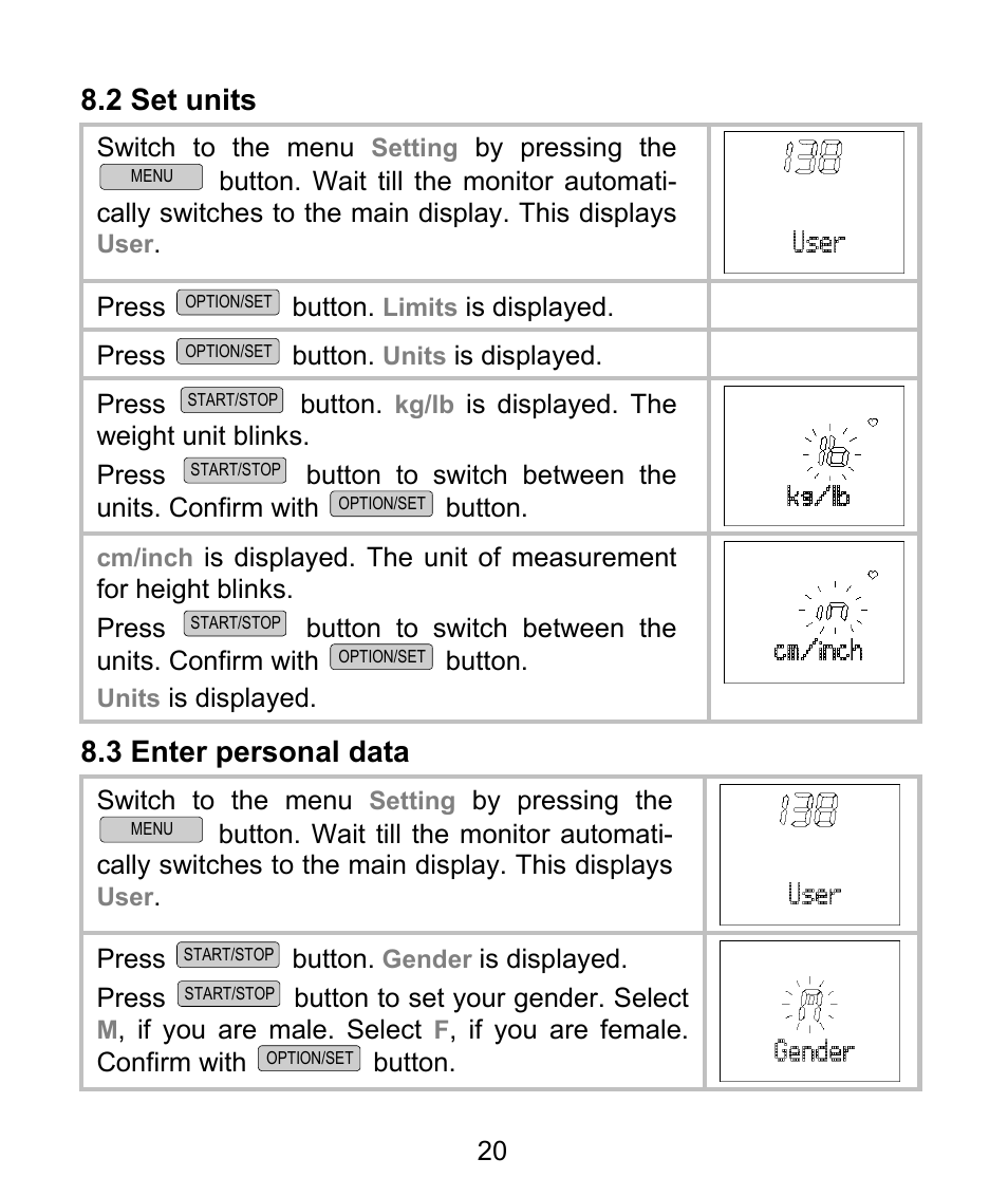 2 set units, 3 enter personal data | Beurer PM 62 User Manual | Page 21 / 112
