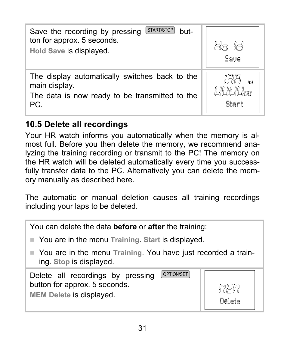 5 delete all recordings | Beurer PM 62 User Manual | Page 32 / 112