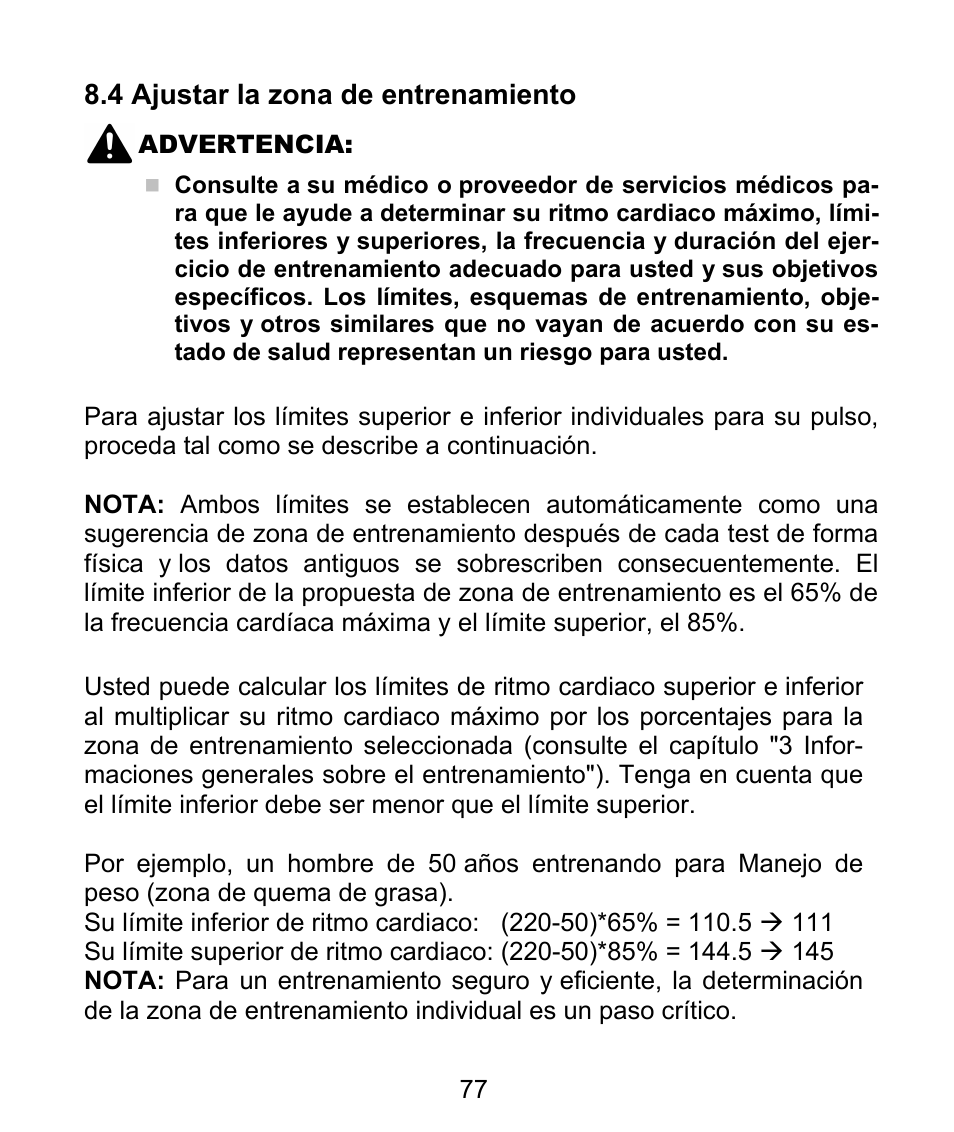 4 ajustar la zona de entrenamiento | Beurer PM 62 User Manual | Page 78 / 112