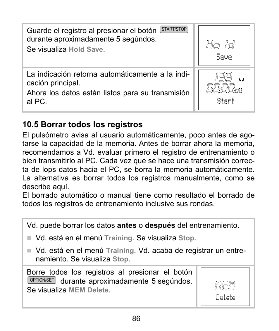 5 borrar todos los registros | Beurer PM 62 User Manual | Page 87 / 112