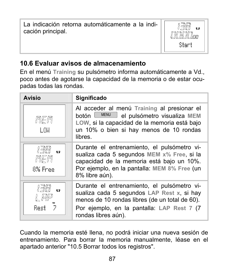 6 evaluar avisos de almacenamiento | Beurer PM 62 User Manual | Page 88 / 112
