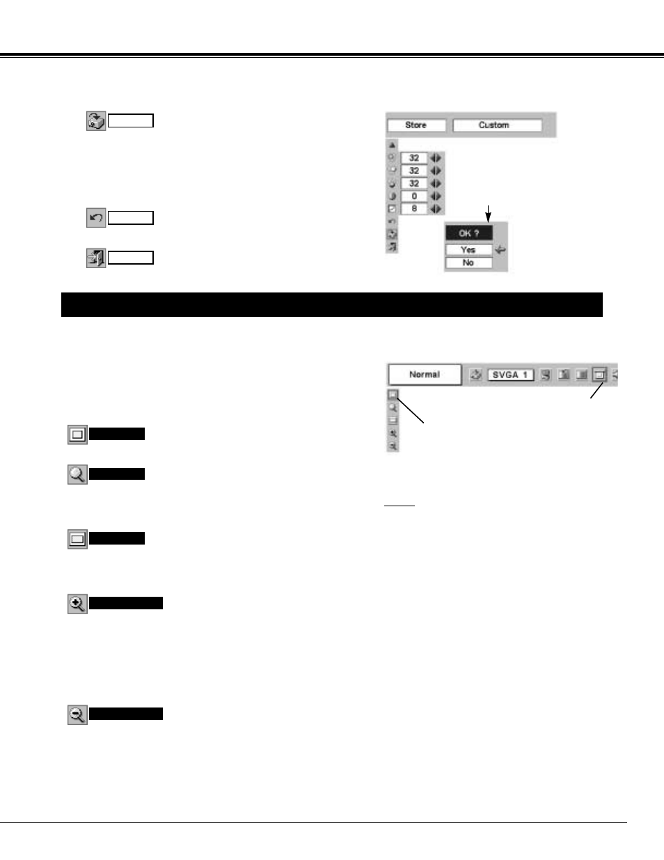 Picture screen adjustment, Computer input | Canon LV-X1 User Manual | Page 29 / 44