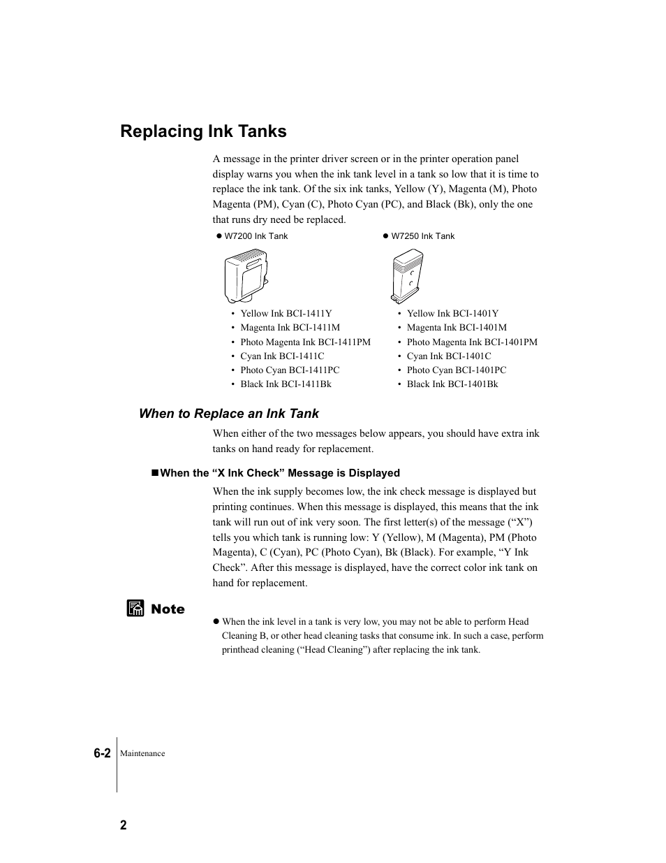 Replacing ink tanks, When to replace an ink tank, Replacing ink tanks -2 | When to replace an ink tank -2 | Canon W7250 User Manual | Page 100 / 187