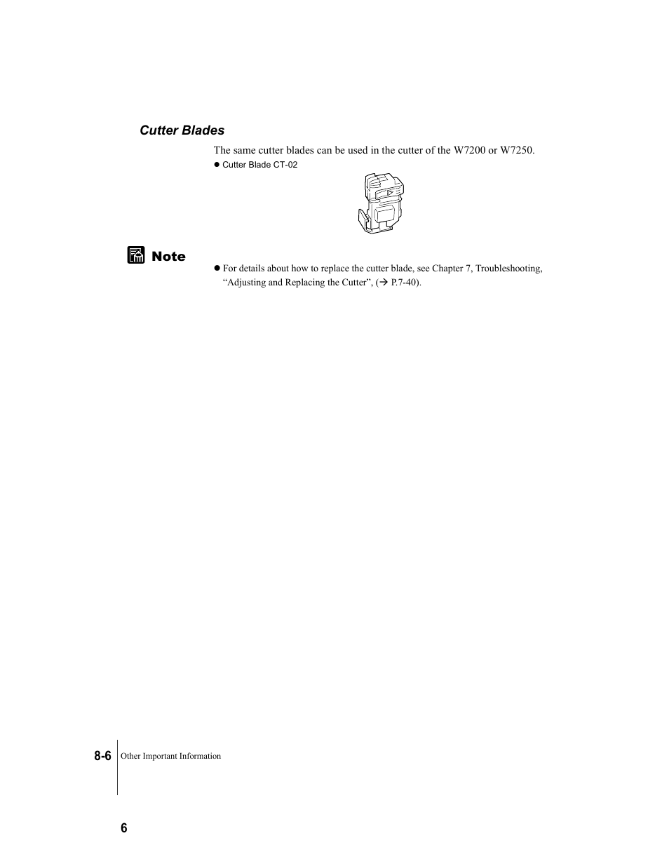 Cutter blades, Cutter blades -6 | Canon W7250 User Manual | Page 174 / 187