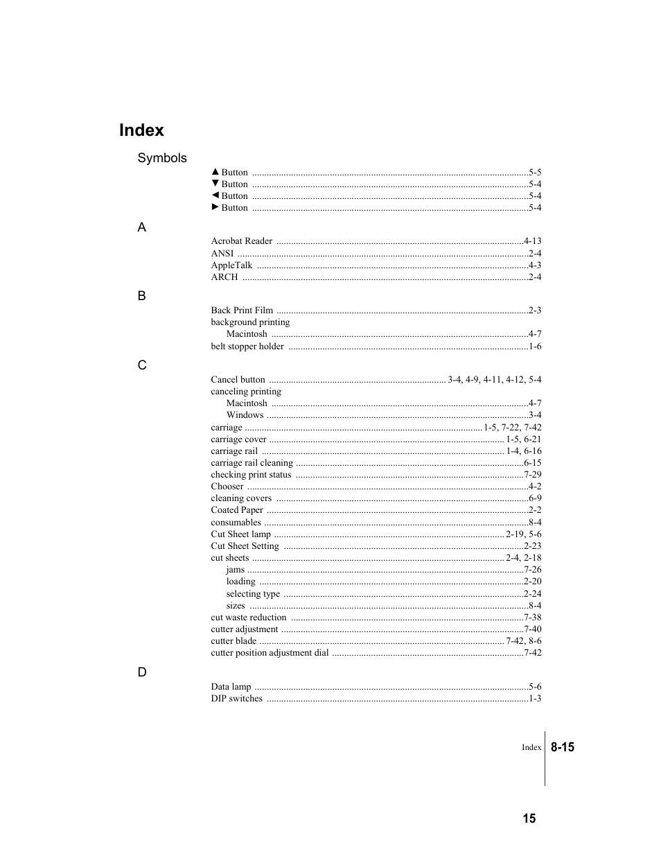 Index, Index -15 | Canon W7250 User Manual | Page 183 / 187