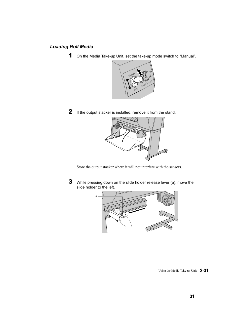 Loading roll media, Loading roll media -31, P.2-31) | Canon W7250 User Manual | Page 57 / 187