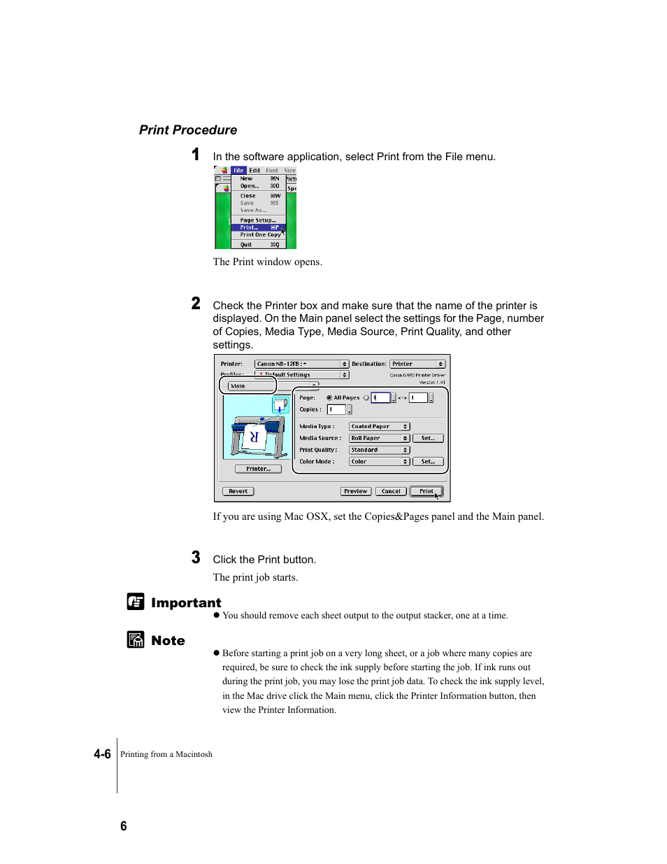 Print procedure, Print procedure -6 | Canon W7250 User Manual | Page 78 / 187