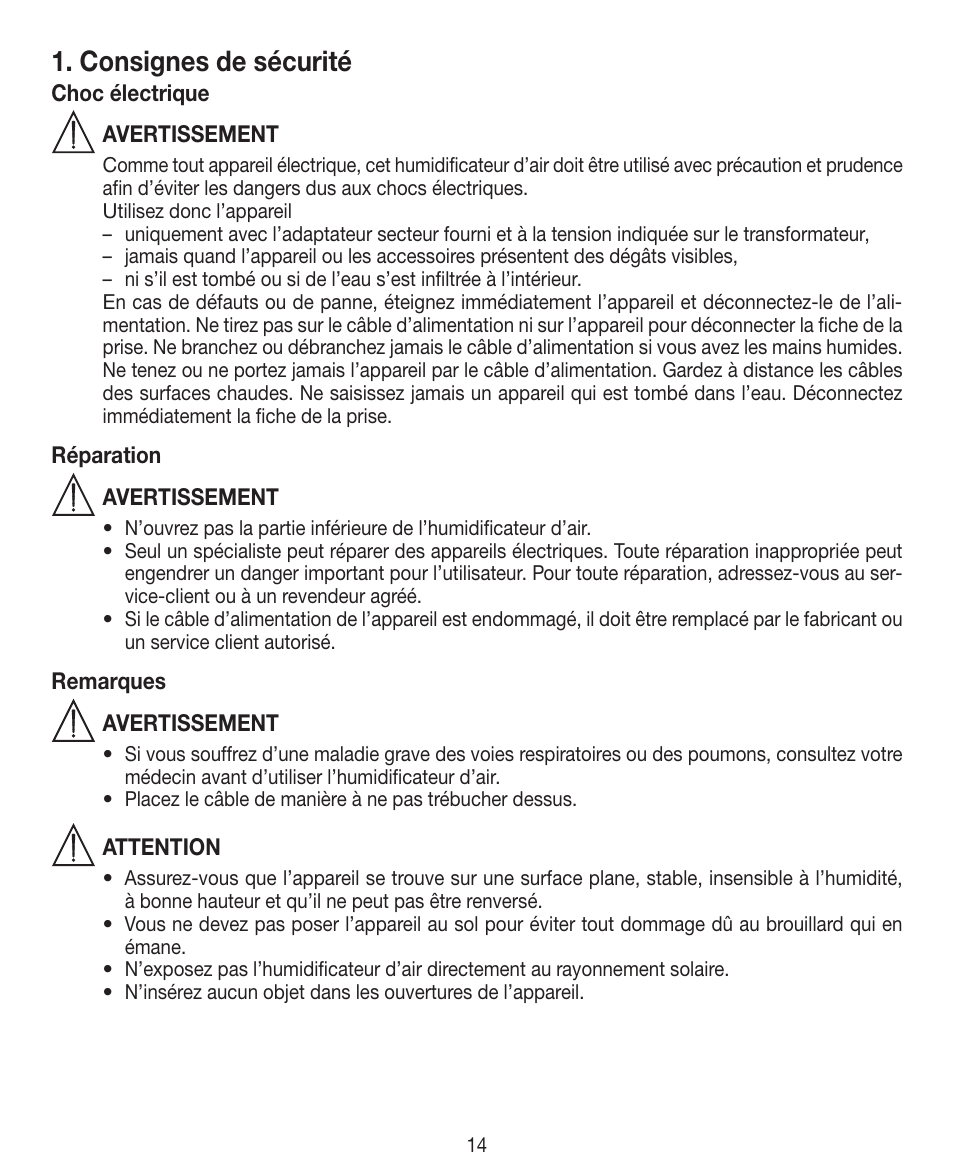 Consignes de sécurité | Beurer LB 12 User Manual | Page 14 / 48