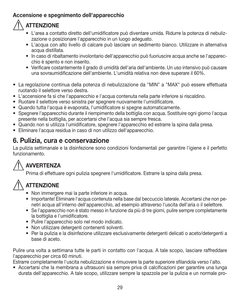 Pulizia, cura e conservazione | Beurer LB 12 User Manual | Page 29 / 48