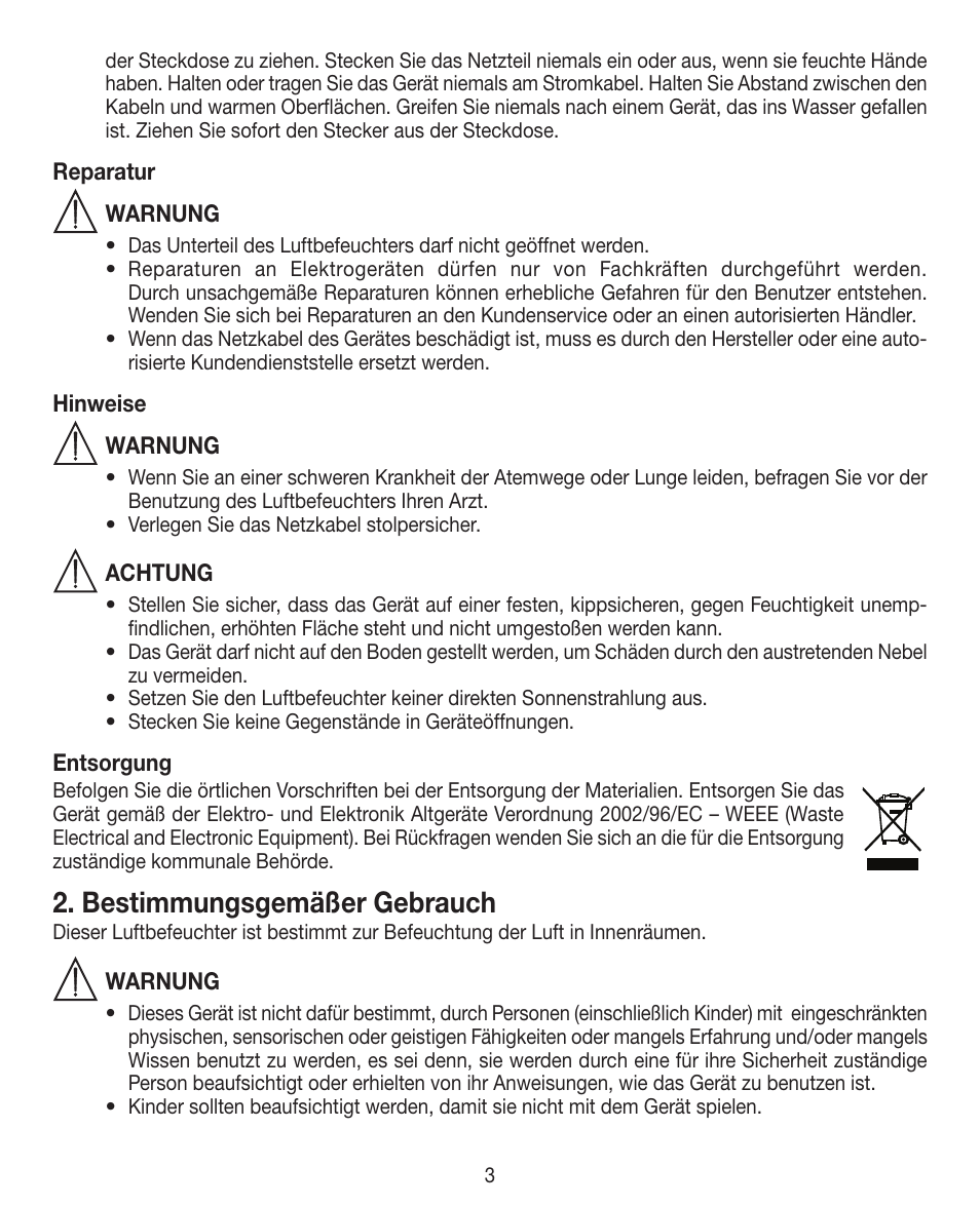 Bestimmungsgemäßer gebrauch | Beurer LB 12 User Manual | Page 3 / 48