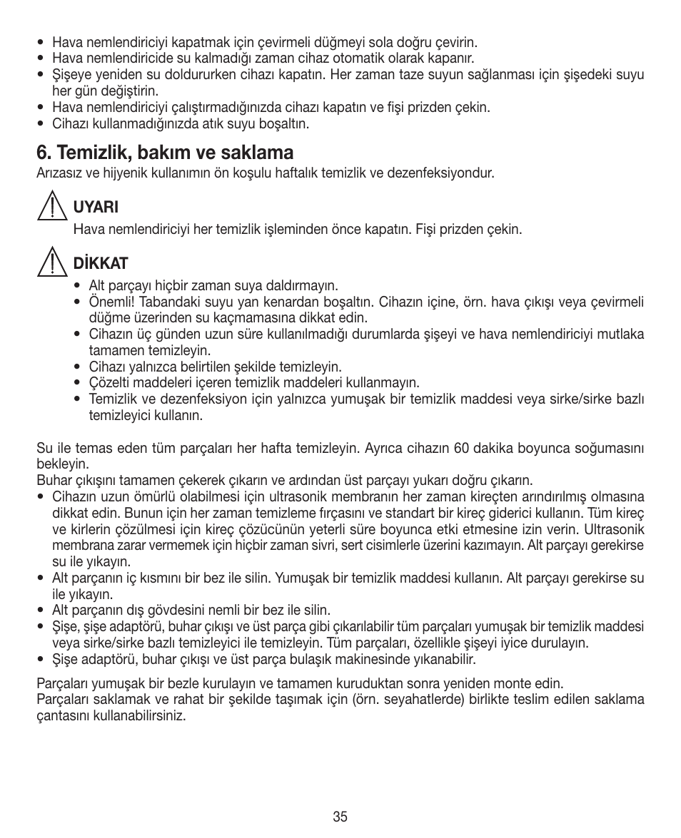 Temizlik, bakım ve saklama | Beurer LB 12 User Manual | Page 35 / 48