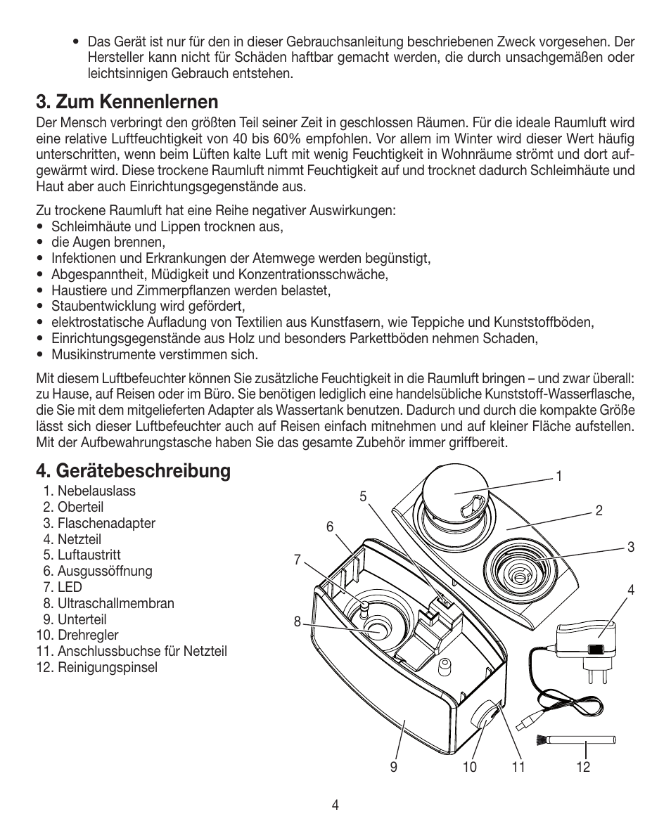 Zum kennenlernen, Gerätebeschreibung | Beurer LB 12 User Manual | Page 4 / 48