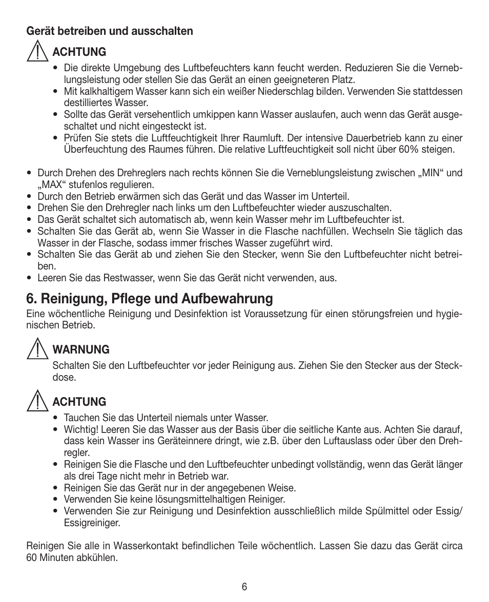 Reinigung, pflege und aufbewahrung | Beurer LB 12 User Manual | Page 6 / 48