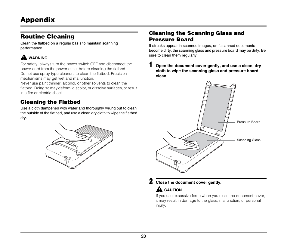 Appendix, Routine cleaning | Canon M181011 User Manual | Page 28 / 31