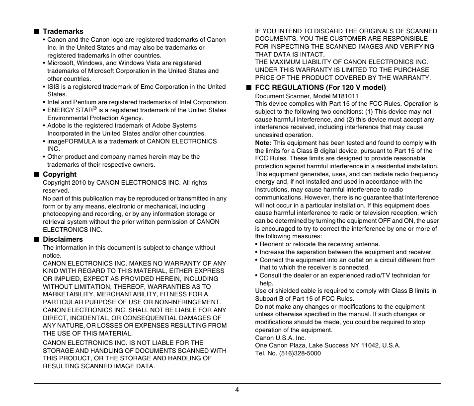 Canon M181011 User Manual | Page 4 / 31