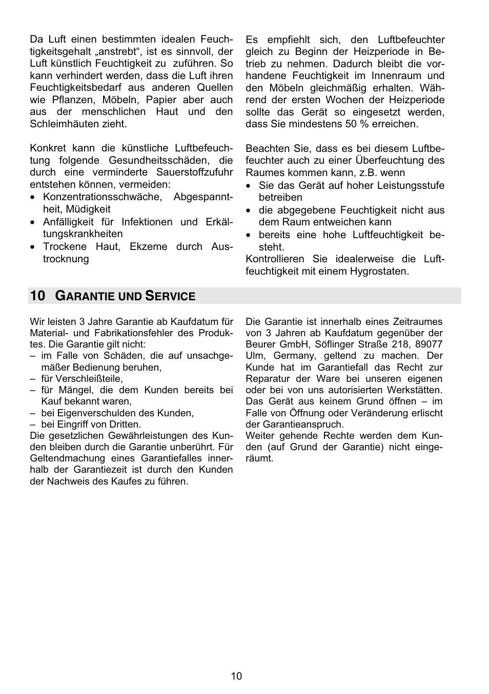 10 g | Beurer LB 50 User Manual | Page 12 / 84
