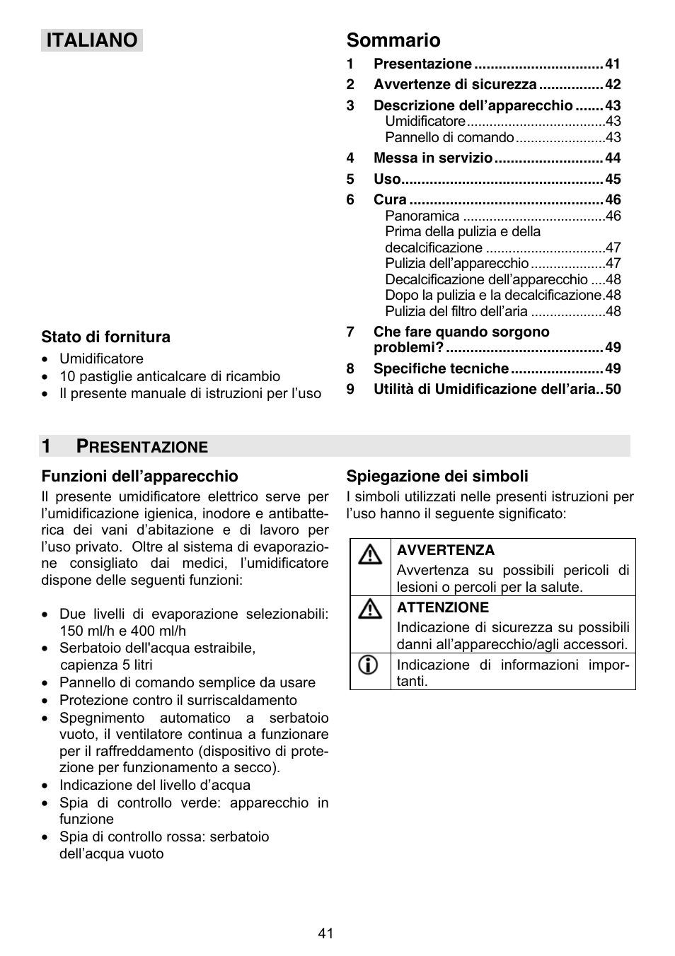 Italiano sommario | Beurer LB 50 User Manual | Page 43 / 84