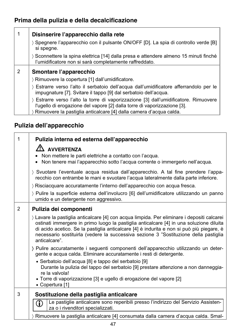 Prima della pulizia e della decalcificazione, Pulizia dell’apparecchio | Beurer LB 50 User Manual | Page 49 / 84