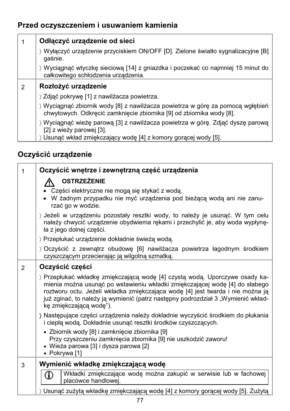 Przed oczyszczeniem i usuwaniem kamienia, 2f]\ğflüxu]ąg]hqlh | Beurer LB 50 User Manual | Page 79 / 84