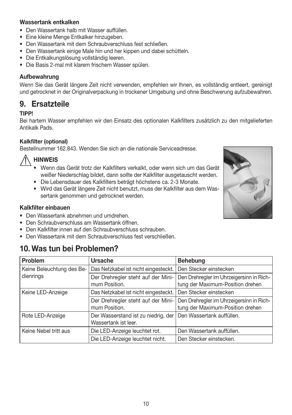 Ersatzteile, Was tun bei problemen | Beurer LB 88 User Manual | Page 10 / 88