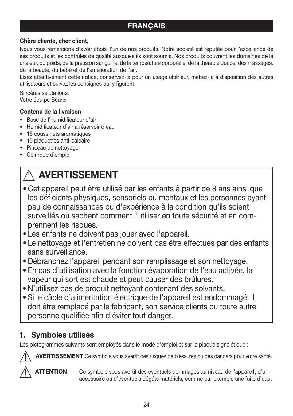 Avertissement | Beurer LB 88 User Manual | Page 24 / 88