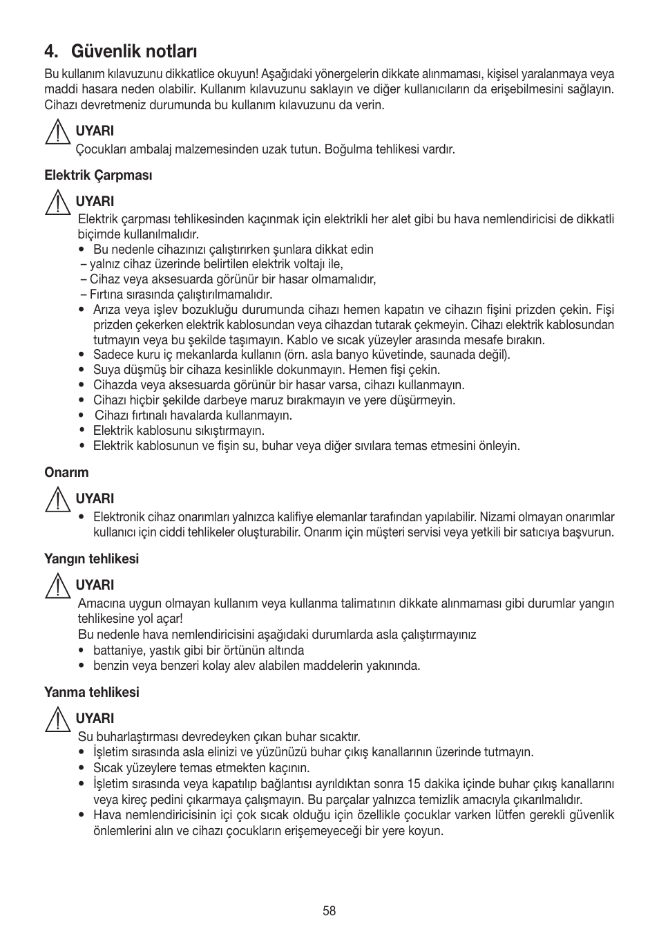 Güvenlik notları | Beurer LB 88 User Manual | Page 58 / 88
