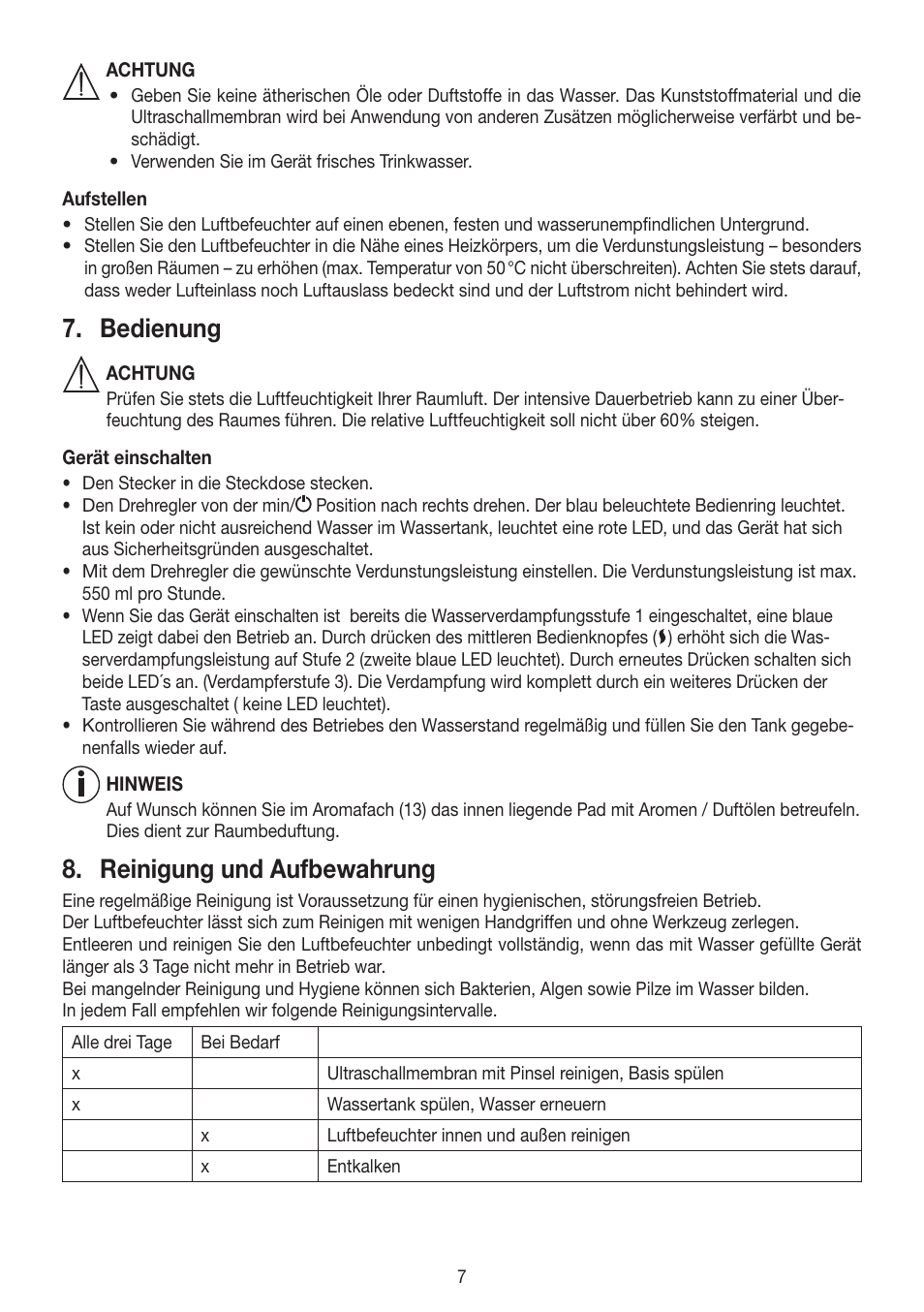 Bedienung, Reinigung und aufbewahrung | Beurer LB 88 User Manual | Page 7 / 88