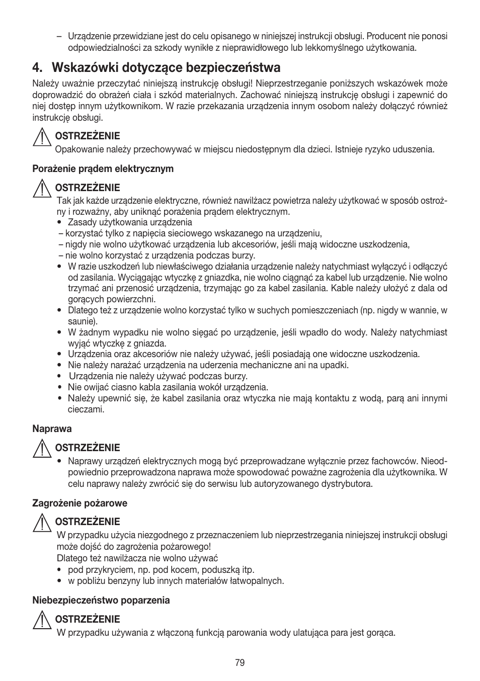 Wskazówki dotyczące bezpieczeństwa | Beurer LB 88 User Manual | Page 79 / 88