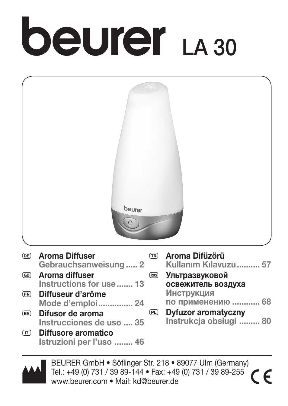 Beurer LA 30 User Manual | 92 pages