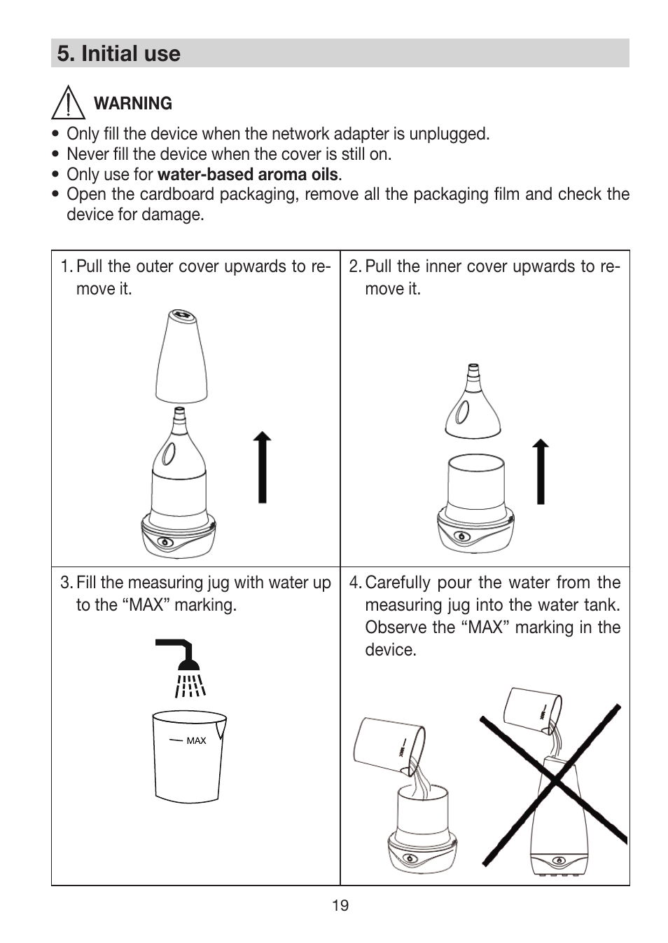 5� initial use | Beurer LA 30 User Manual | Page 19 / 92