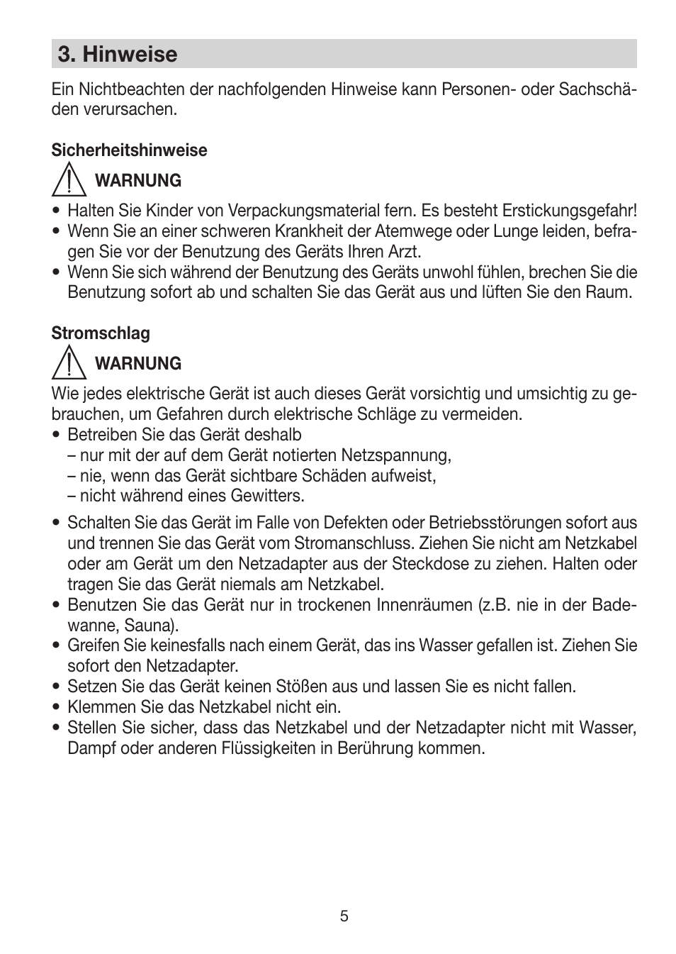 3� hinweise | Beurer LA 30 User Manual | Page 5 / 92